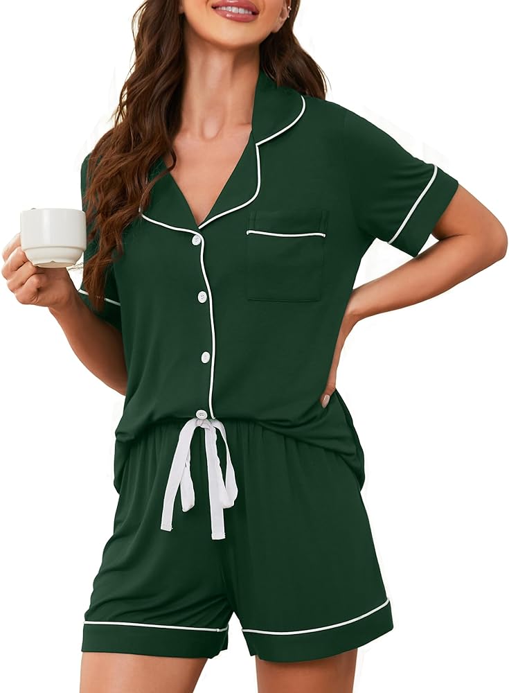 HNG Pajama Sets For Women 2 Piece PJ Sets Short Sleeve Lounge Set Fashion Sleepwear