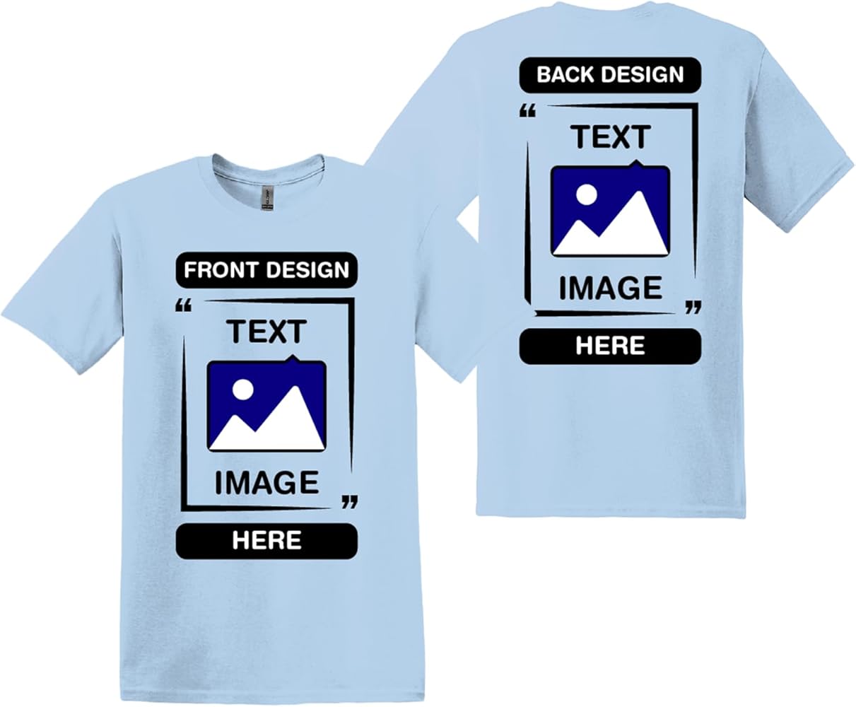 Gildan Custom T-Shirts - Personalized Unisex Crewneck Tee Shirt - Customize Your Image, Text & Photo - Men Women Adult