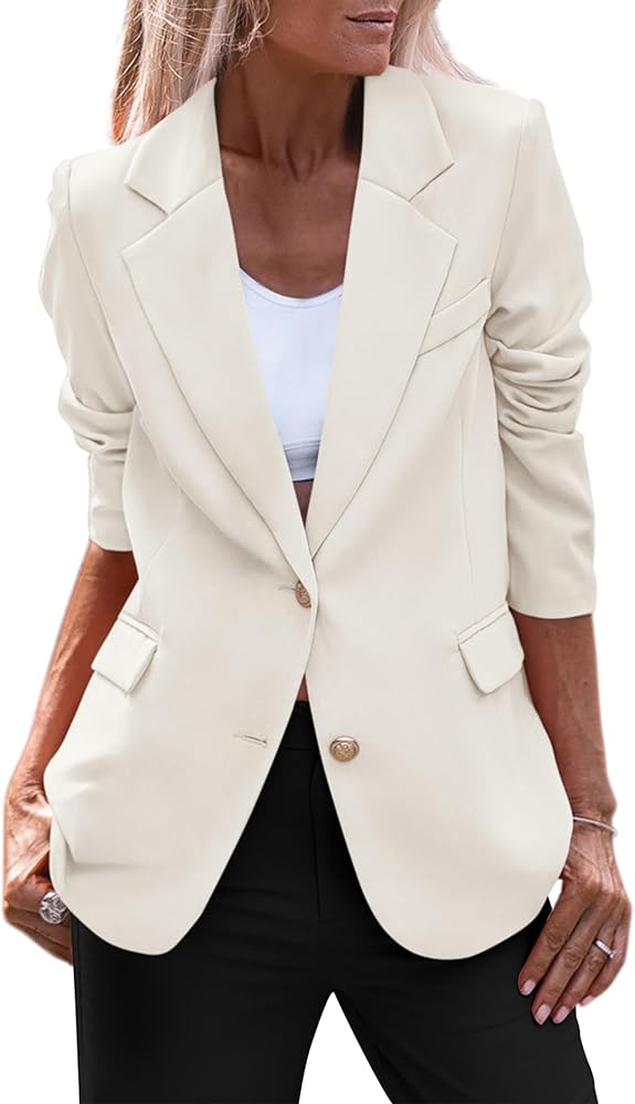 PRETTYGARDEN Women's 2024 Fall Business Casual Blazers Long Sleeve Notch Lapel Trendy Work Office Blazer Jackets Outerwear