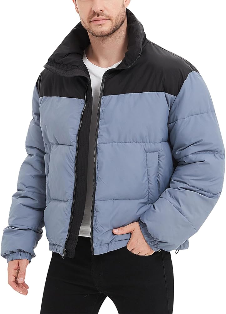 Flygo Men Puffer Jacket Winter Coats Water Resistant Long Sleeve Zip Up Lightweight Quilted Down Jackets