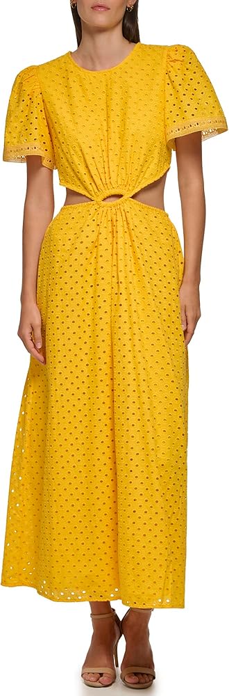 KARL LAGERFELD Women's Lace Cut Outs Long Dress