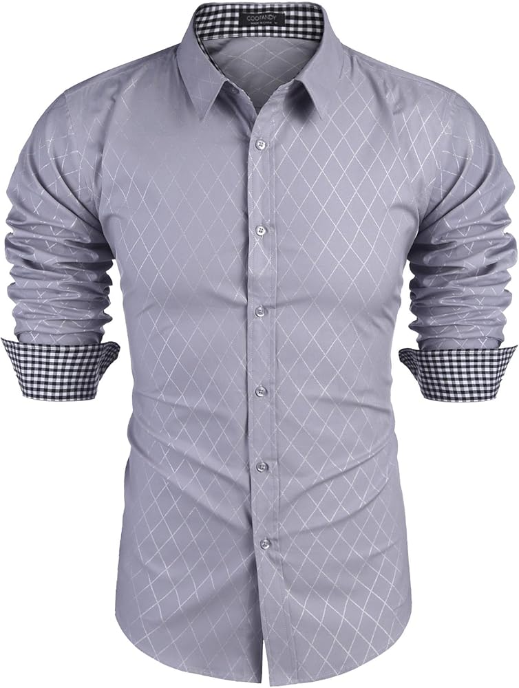 COOFANDY Men's Business Dress Shirt Long Sleeve Slim Fit Casual Button Down Shirt