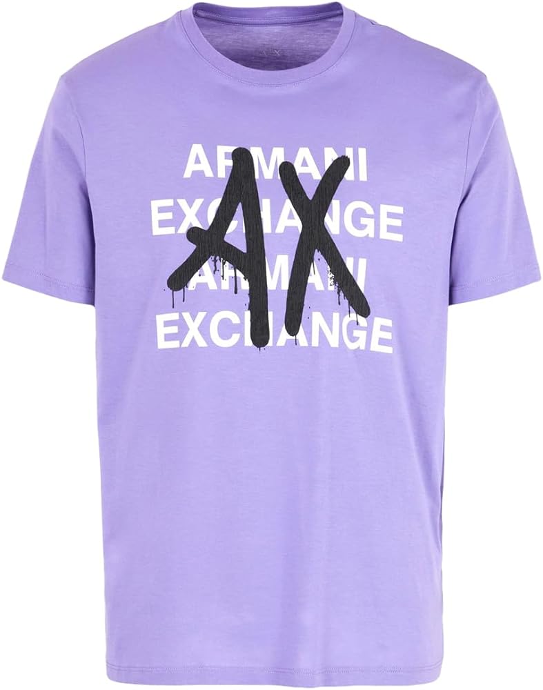 Armani Exchange Men's Regular Fit Pima Cotton Ax Graffiti Logo Tee