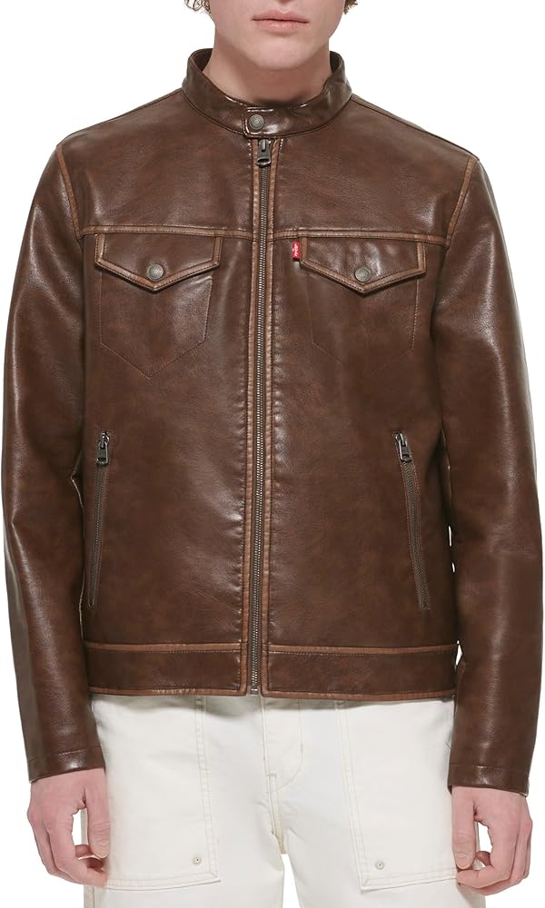 Levi's Mens Faux Leather Racer Jacket