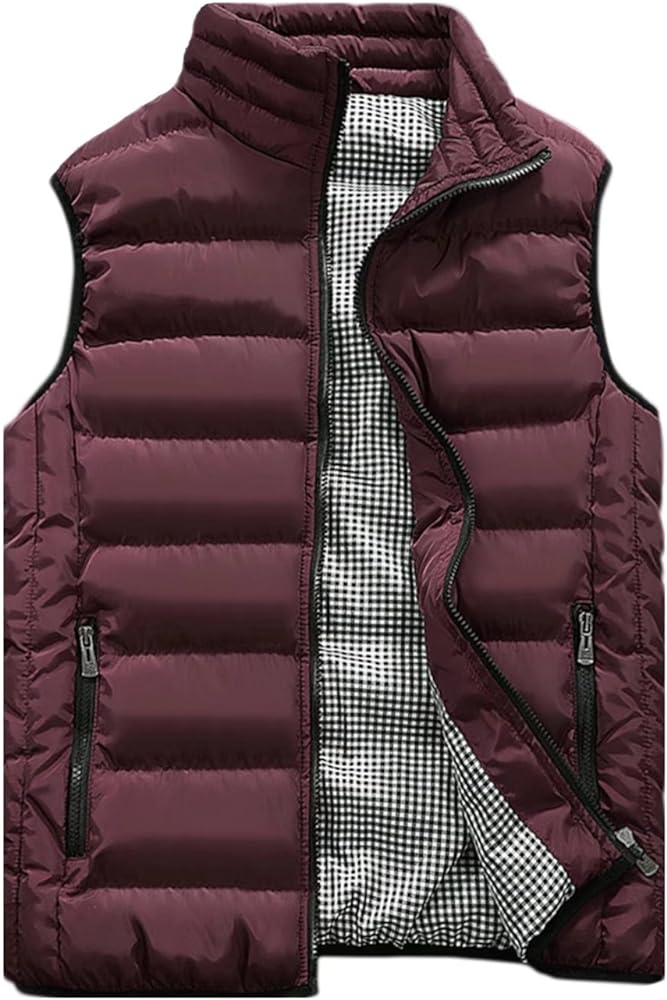 Vcansion Men's Outdoor Casual Stand Collar Vest Padded Jacket Coat Vest