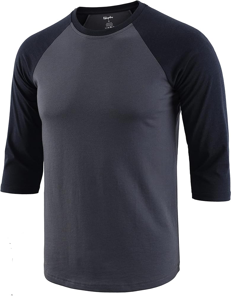 Men's Classic Slim Athletic Fit 3/4 Sleeve Active Running Hiking Baseball Tee Shirts