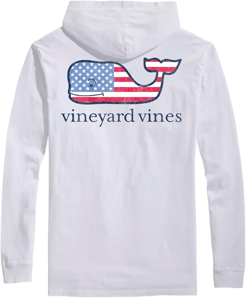 vineyard vines Men's Long-Sleeve Americana Vintage Whale Hoodie Tee