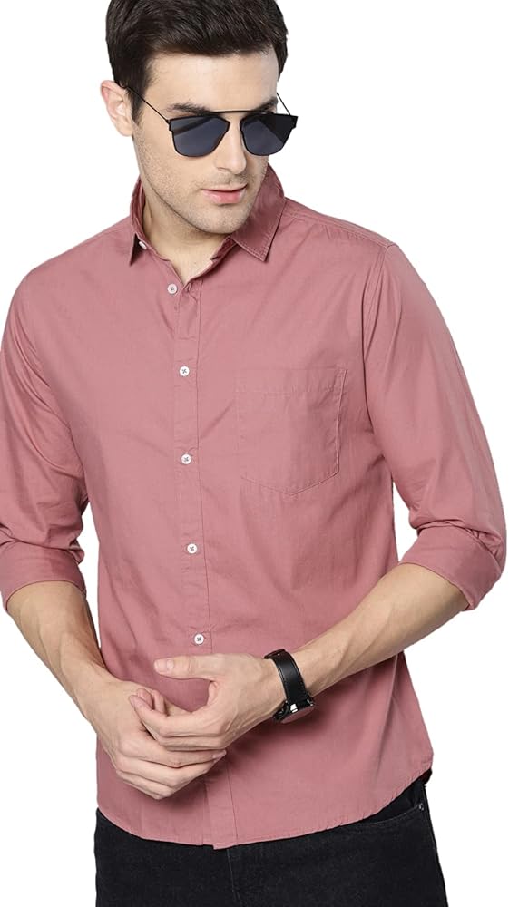 Men's Essential Dress Shirt - 100% Cotton, Slim Fit, Long Sleeve, Button-Down Collar - Casual Wear