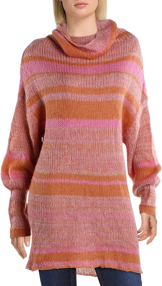 Free People Womens Wool Blend Striped Tunic Sweater