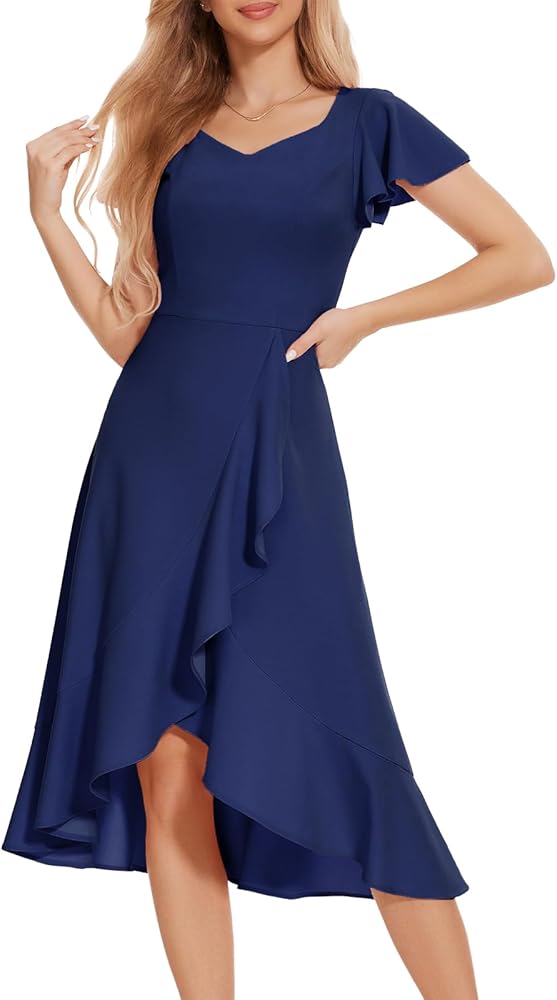 HomRain Summer Formal Cocktail Graduation Dress for Wedding Guest Dresses for Women 2024 Ruffled Prom Evening Party Dress