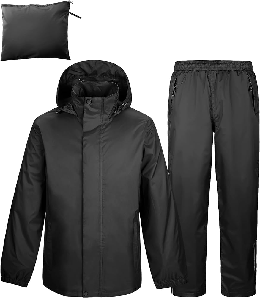 Outdoor Ventures Men's Rain Suit Waterproof Breathable Rain Gear Golf Rain Suits for Male (Rain Jackets and Pants)