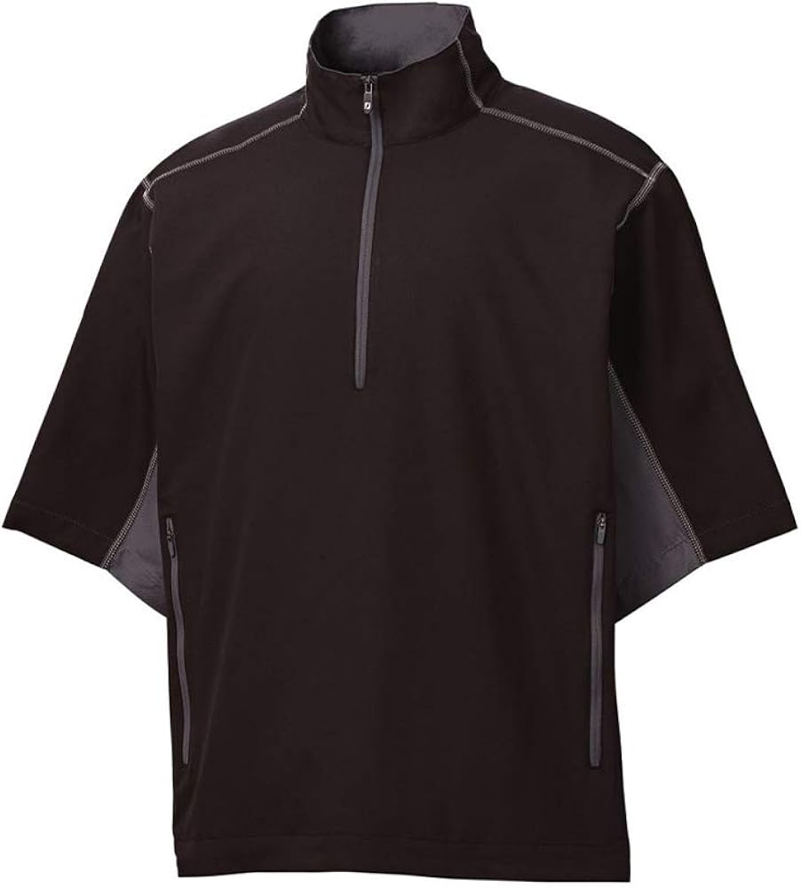 FootJoy Golf Short Sleeve Sport Windshirt Black/Charcoal Medium