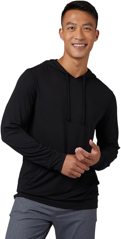 32 DEGREEES Men's Cool Classic Long Sleeve Hooded T-Shirt | Anti-Odor | 4-Way Stretch | Moisture Wicking