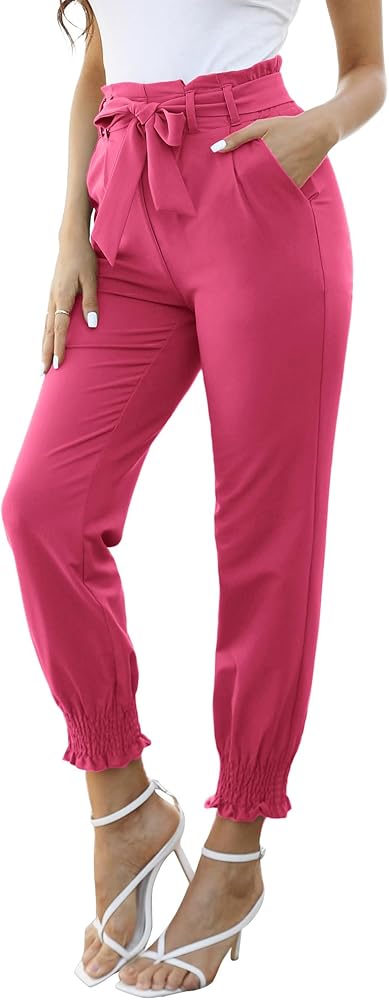 GRACE KARIN Womens Casual Pants Self Tie Bow-Knot Ankle Length Pencil Pants with Pockets