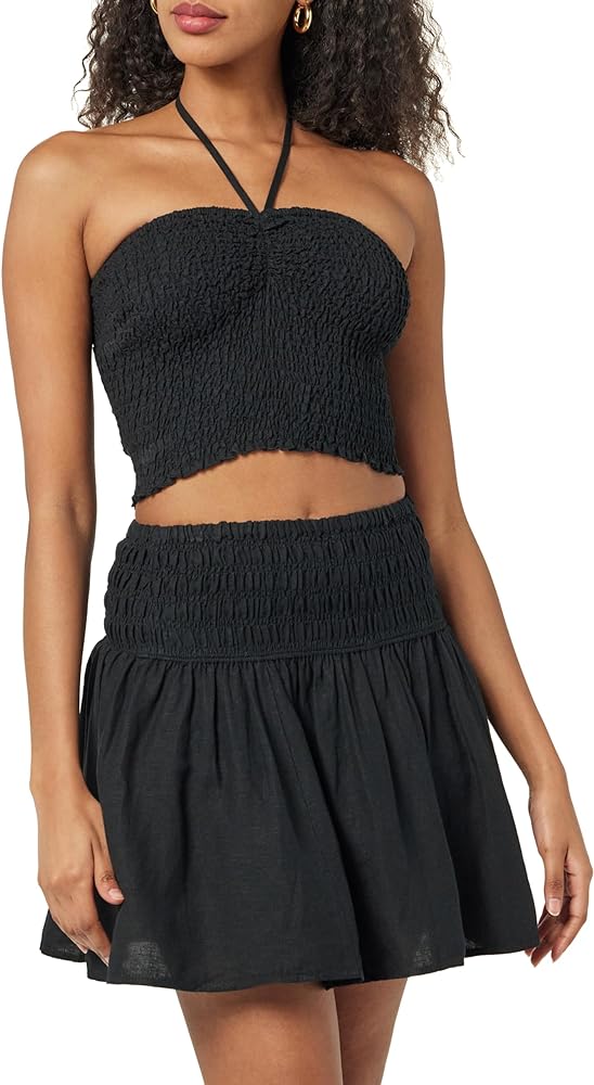 The Drop Women's Rosita Cropped Smocked Halter Top