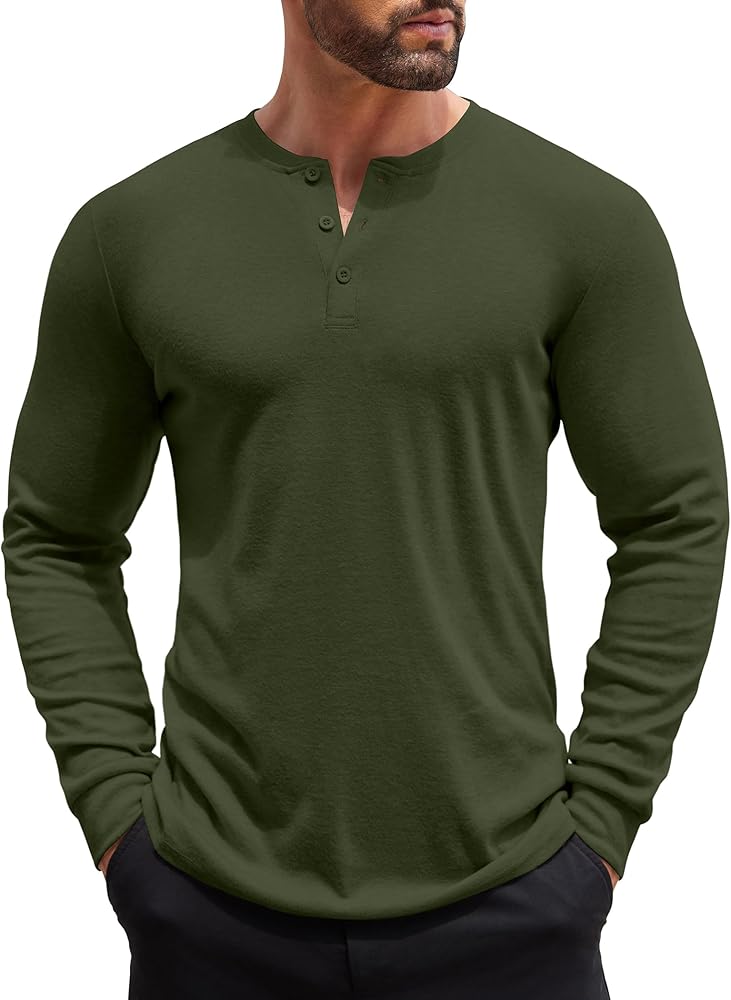 COOFANDY Men's Henley Shirts Long Sleeve Button T-Shirt Lightweight Fashion Casual Pullover Shirt