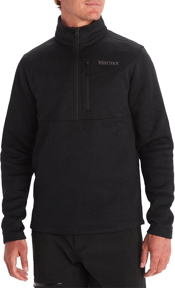 MARMOT Men's Drop Line 1/2 Zip Fleece Jacket, Black, X-Large