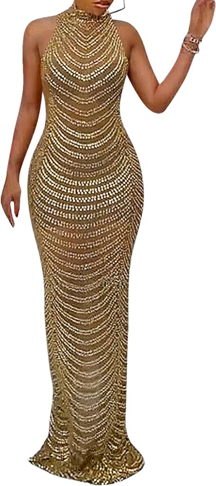 Nagfar Women Rhinestone Birthday Party Dresses Sexy Club Night Outfits