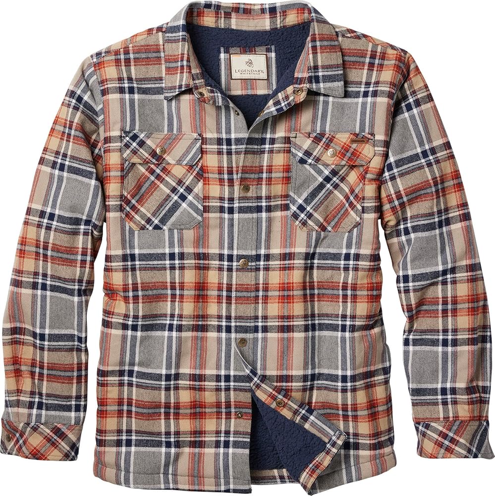 Legendary Whitetails Men's Deer Camp Berber Lined Flannel Shirt Jacket