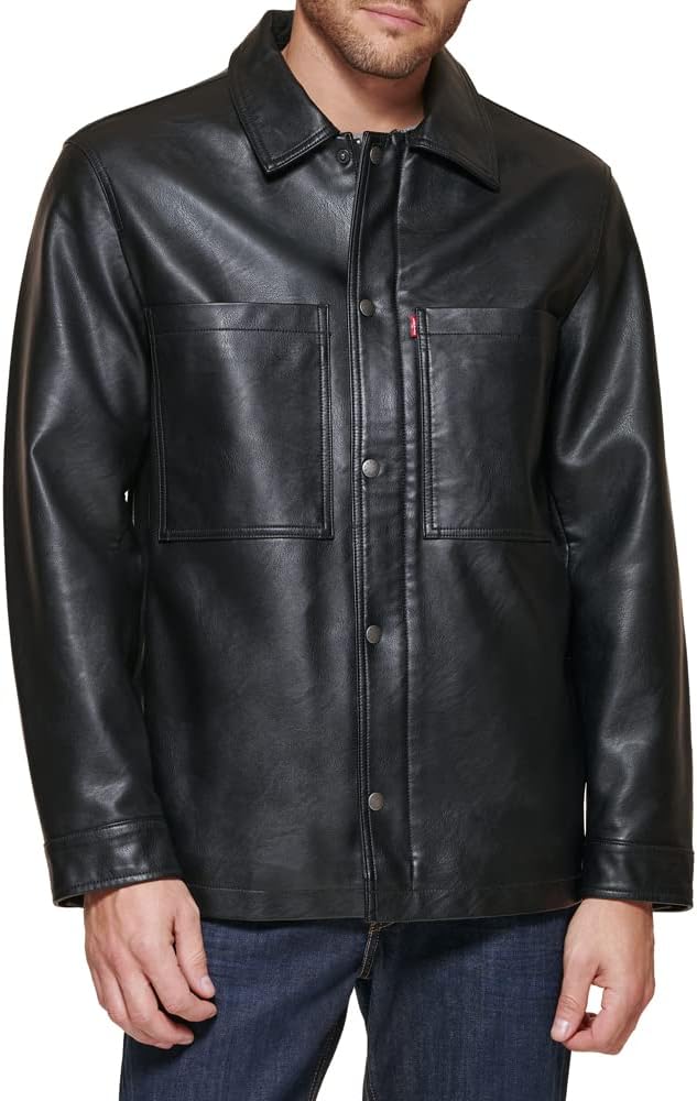 Levi's Men's Faux Leather Oversized Shirt Jacket