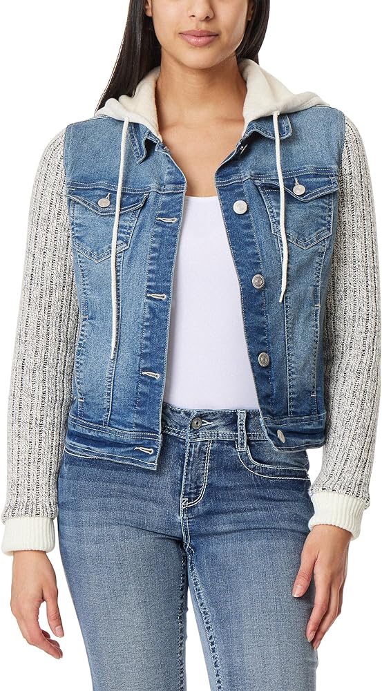 WallFlower Women's Dreamer Denim Jackets Juniors (Standard and Plus)