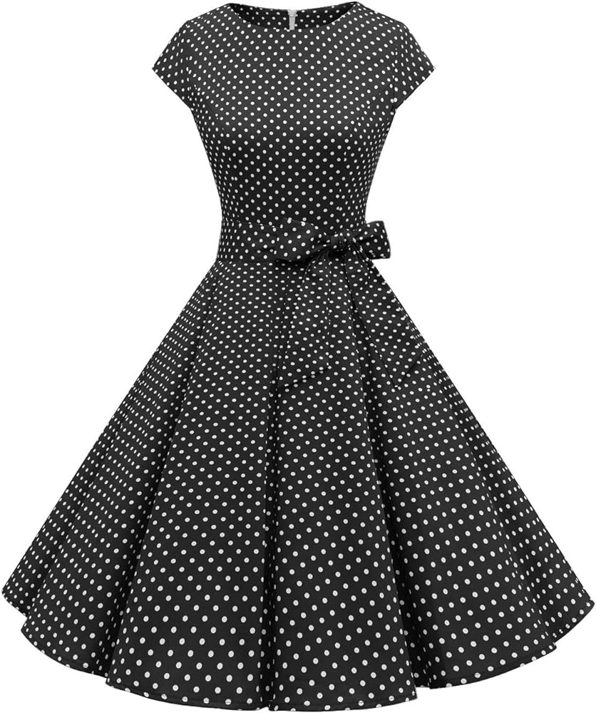 Dressystar Women Vintage 1950s Retro Rockabilly Prom Dresses Cap-Sleeve