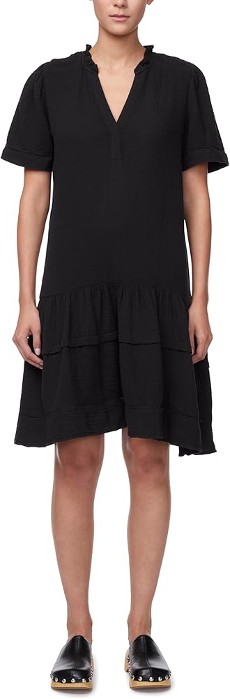 Buffalo David Bitton Women's Zinnia Knee Length Short Sleeve V-Neck Ruffle Tier Dress