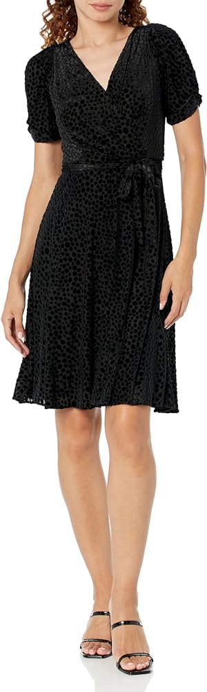 DKNY Women's Knot Sleeve Fit and Flare Dress