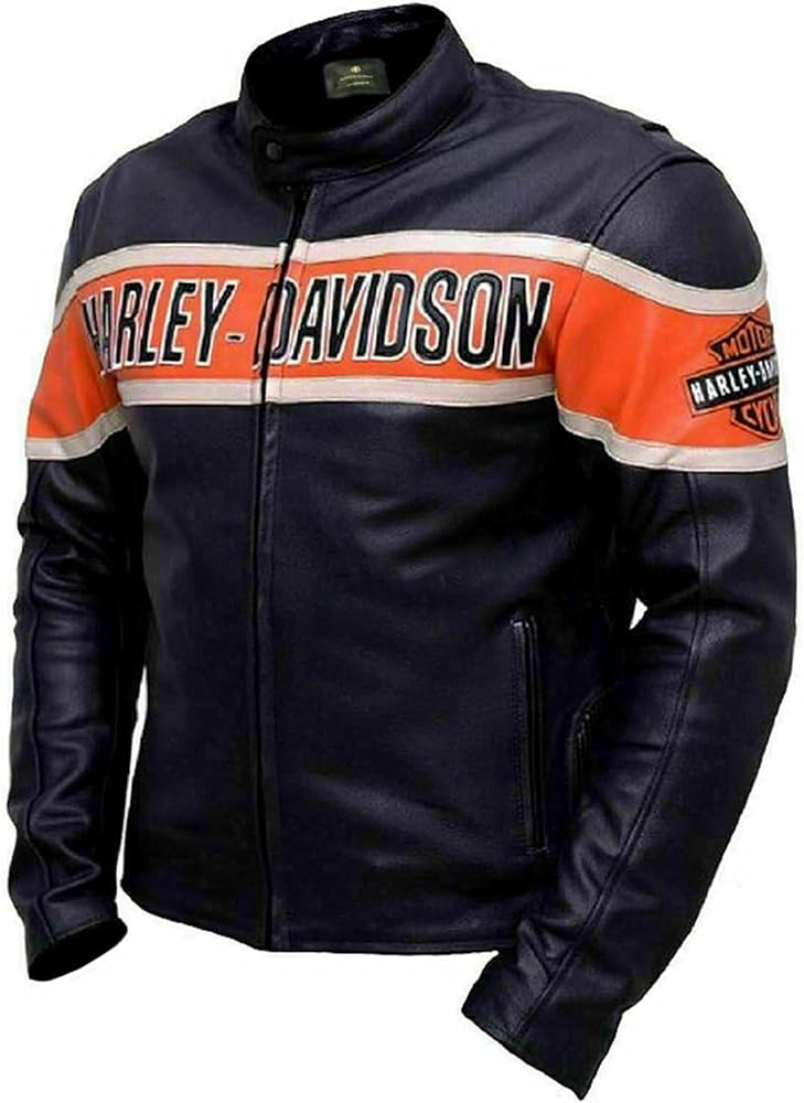 Men Victory Lane Motorcycle Jacket – Black Biker Style HD Leather Jacket