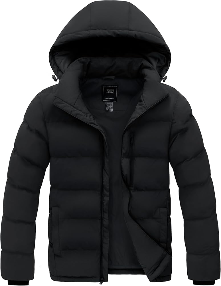 ZSHOW Men's Puffer Jacket Warm Thick Padded Winter Coat with Detachable Hood