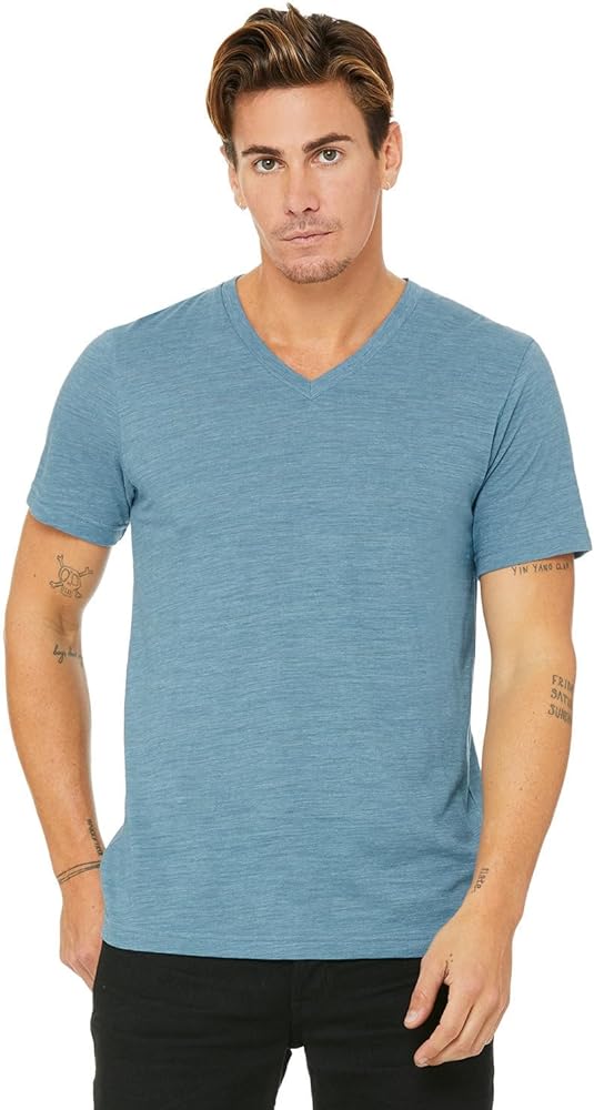 Bella + Canvas Unisex Jersey Short-Sleeve V-Neck T-Shirt XL DENIM SLUB