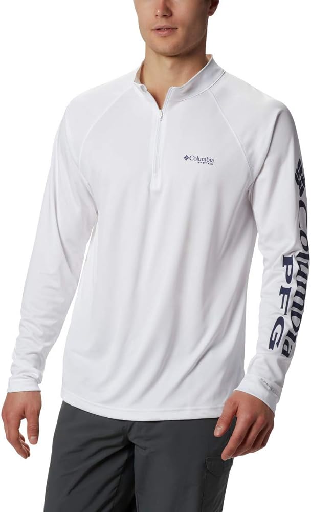 Columbia Men's PFG Terminal Tackle 1/4 Sleeve Zip Tee, Breathable, UV Sun Protection