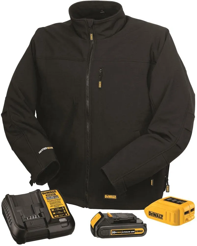 DEWALT Men's Heated Soft Shell Jacket Kit Black X-Large