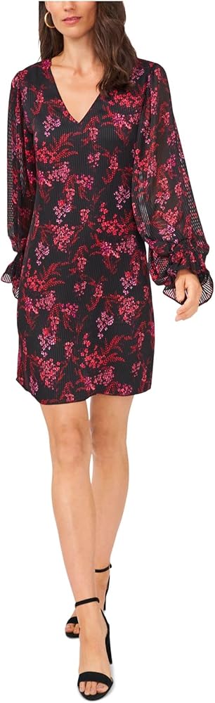 MSK Womens Chiffon Floral Shift Dress