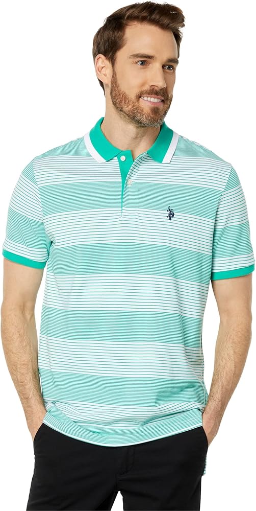 U.S. POLO ASSN. Mens Yarn-Dye Stripe Pique Polo