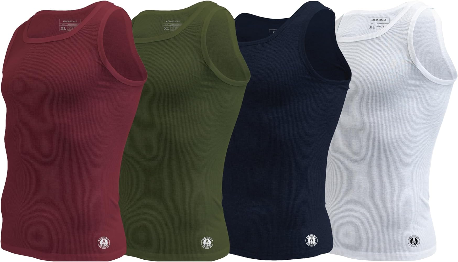 AEROPOSTALE Mens Tank Tops A Shirts Mens Undershirts Contour Fit 4 Pack Tank Top for Men