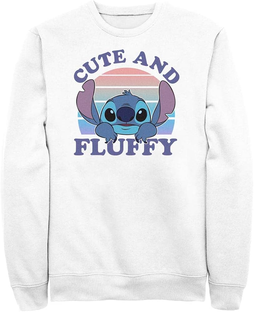 Disney Men's Lilo & Stitch Cute and Fluffy Pullover Crew Fleece