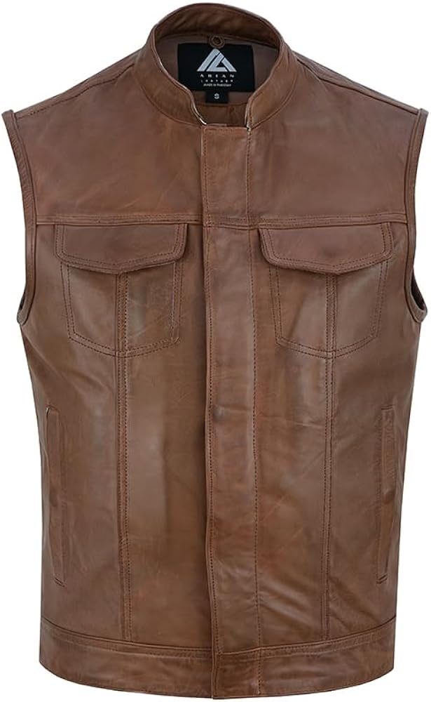 ARIAN Men's Brown SOA Motorcycle Vest for Biker Club Style Vest