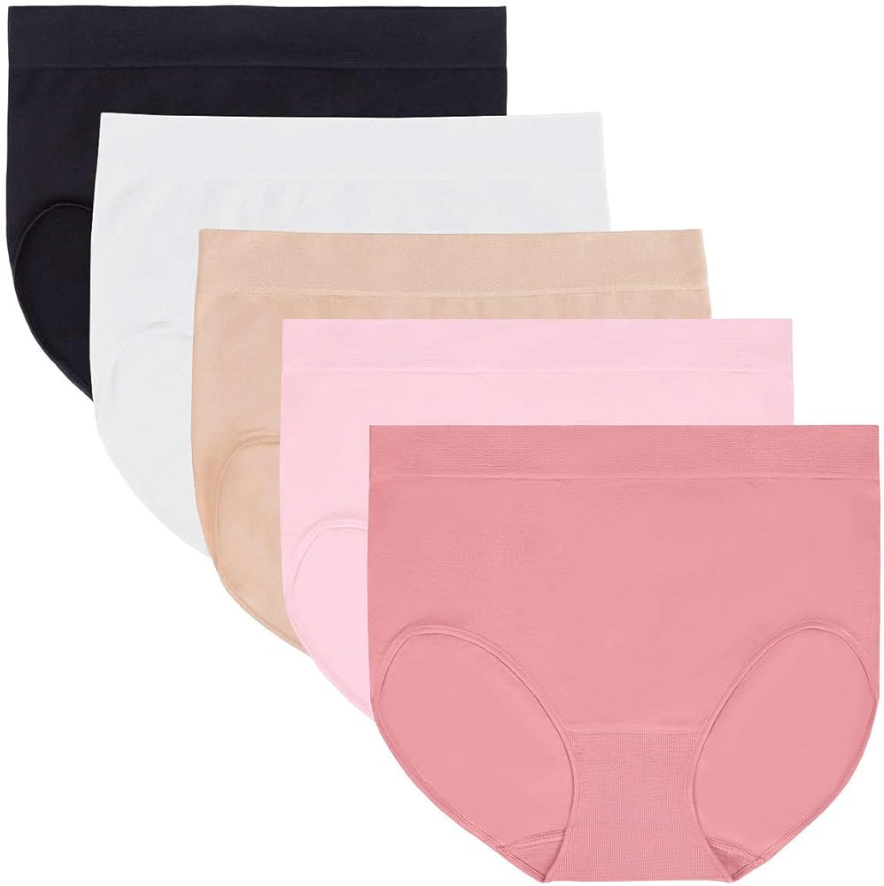 Carole Hochman Women's Underwear Silky Soft Seamless Full Coverage Modern Brief Panties 5 Pack Multipack Regular & Plus Sizes