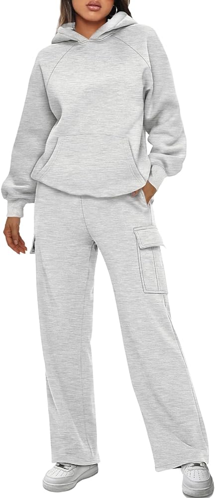 AUTOMET Womens 2 Piece Outfits Sweatsuits Sets Long Sleeve Sweatshirts with Cargo Sweatpants