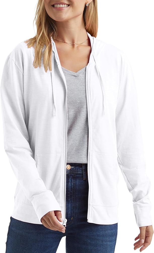 Hanes Women’s Slub Knit Full-Zip Hoodie, Textured Cotton Zip-Up T-Shirt Hoodie for Women