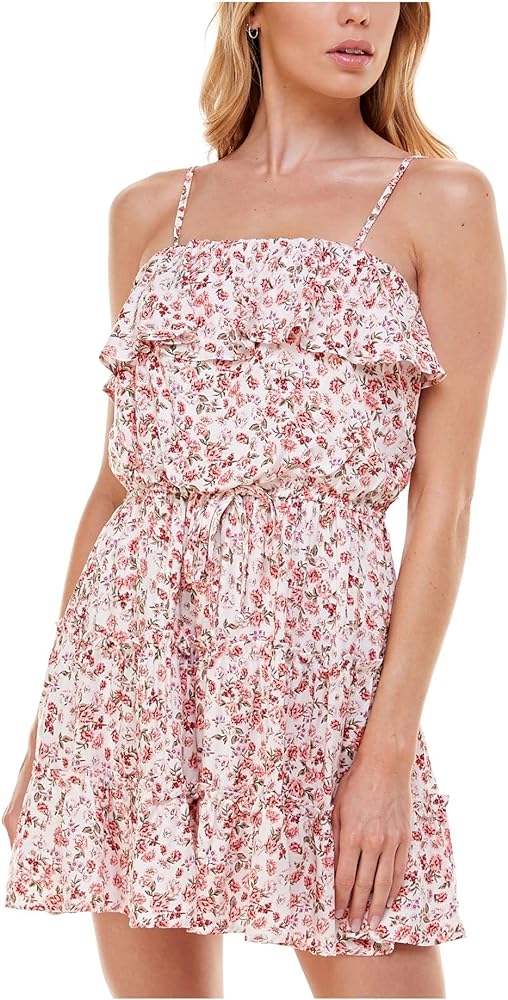 Womens Floral Print Mini Fit & Flare Dress