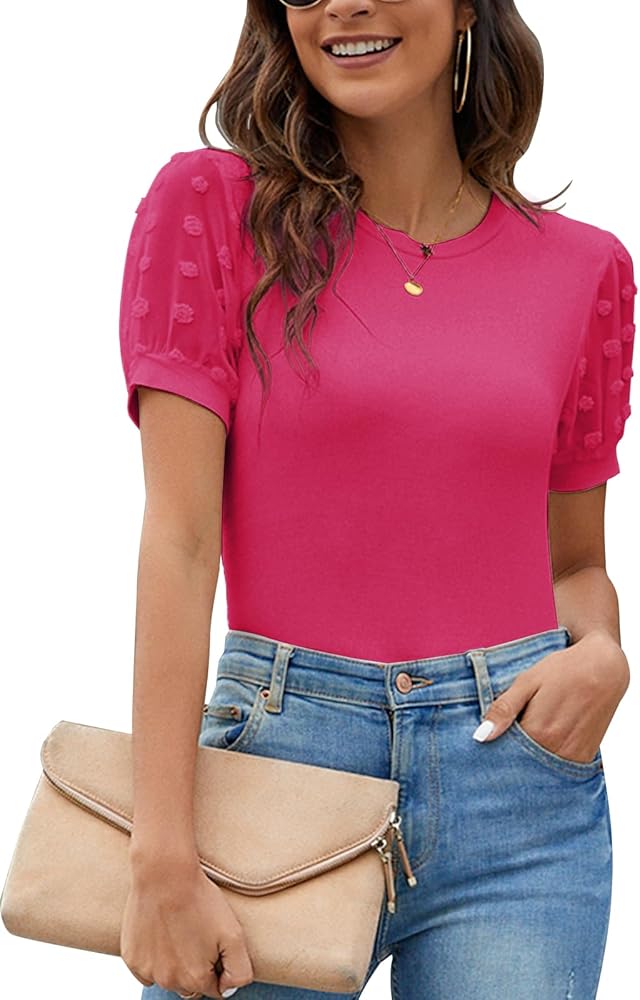 Blooming Jelly Womens Short Sleeve Blouse Business Casual Dressy Tops Ribbed Summer Stylish Work Shirts