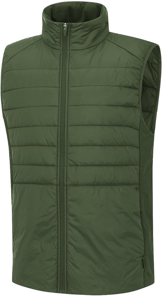 BALEAF Men's Lightweight Puffer Vest, Winter Quilted Hiking Sleeveless Vest, Water Resistant Warm Fleece Outerwear