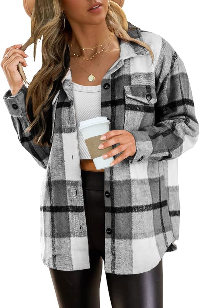 AUTOMET Fall Outfits Womens Fashion Casual Plaid Shackets Button Down Long Sleeve Shirts 2024 Clothes