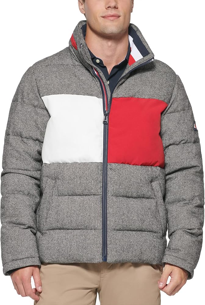 Tommy Hilfiger Men's Wool Blend Quilted Puffer Jacket