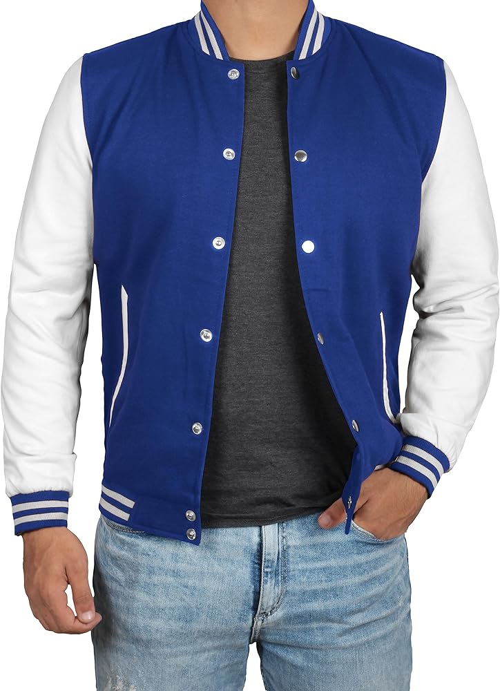 Decrum Varsity Jacket Men - High School Letterman Bomber Style Fleece Baseball Jackets For Men