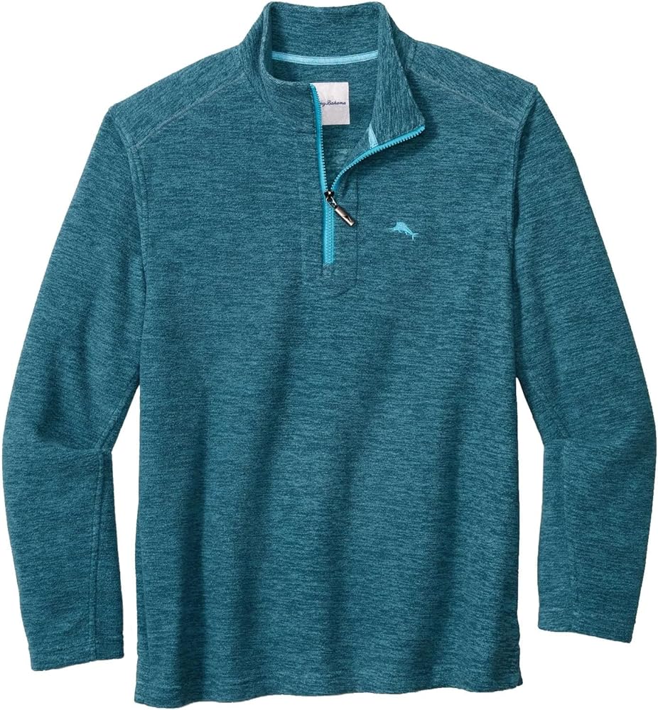 Tommy Bahama Men's Cloud Peak Half Zip Fleece Pullover (at Sea, 3X-Large Tall, 3XT)