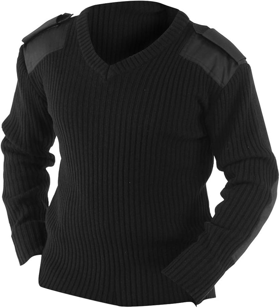 Yoko Mens V-Neck NATO Security Sweater/Workwear (M) (Black)