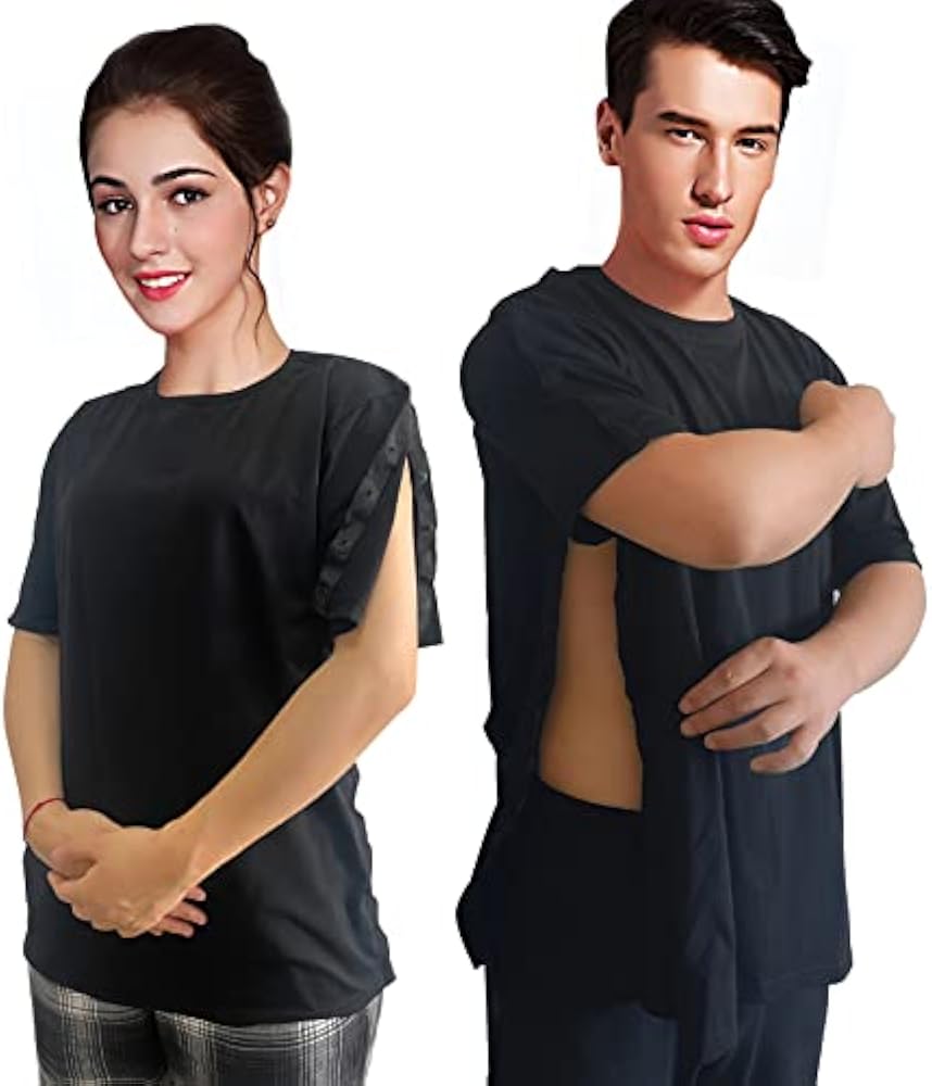 Pozico Unisex Snap Access Post Shoulder Surgery Shirts for women/men-Comfortable Button-Up Recovery Clothing for Men or Women